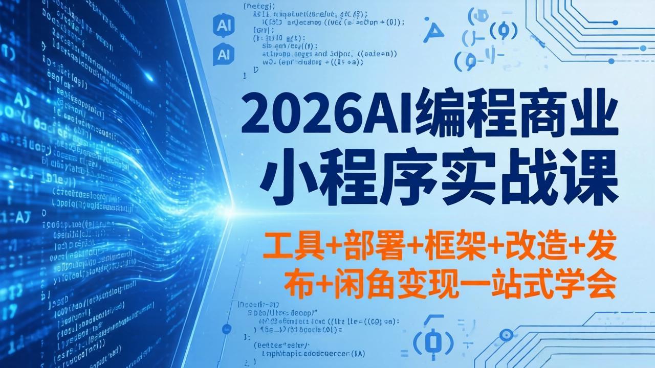 （18293期）2026AI编程商业小程序实战课，工具+部署+框架+改造+发布+闲鱼变现一站式学会汇创网-网创项目_汇创网_中创网_福缘网_冒泡网_网创项目平台汇创网