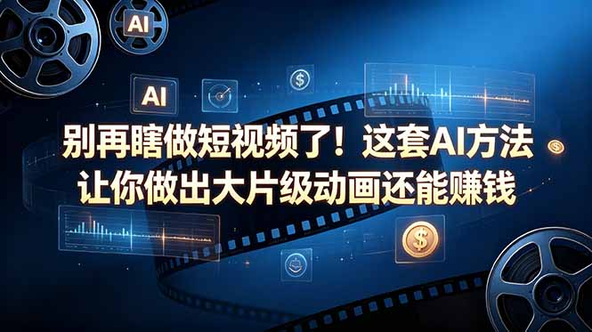 （18549期）别再瞎做短视频了！这套 AI 方法让你做出大片级动画还能赚钱【原创双语字幕】汇创网-网创项目_汇创网_中创网_福缘网_冒泡网_网创项目平台汇创网