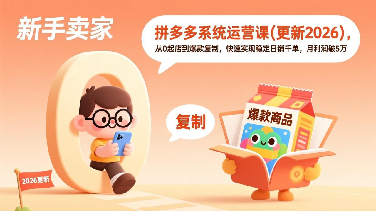 （18317期）拼多多系统运营课(更新4月)，从0起店到爆款复制，快速实现稳定日销千单，月利润破5万汇创网-网创项目_汇创网_中创网_福缘网_冒泡网_网创项目平台汇创网