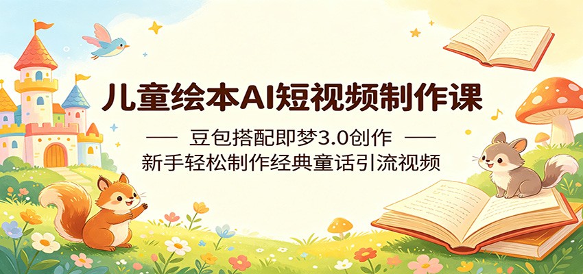 儿童绘本AI短视频制作课：豆包搭配即梦3.0创作，新手轻松制作经典童话引流视频汇创网-网创项目_汇创网_中创网_福缘网_冒泡网_网创项目平台汇创网