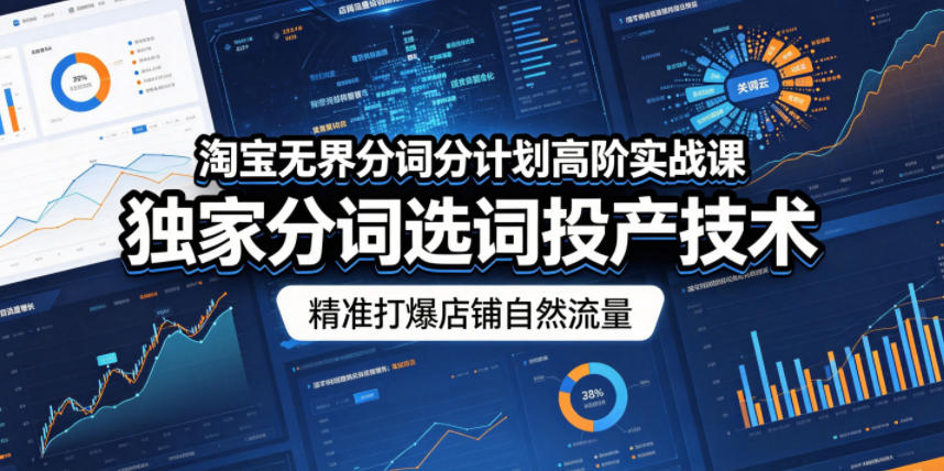 淘宝无界分词分计划高阶实战课，独家分词选词投产技术，精准打爆店铺自然流量汇创网-网创项目_汇创网_中创网_福缘网_冒泡网_网创项目平台汇创网