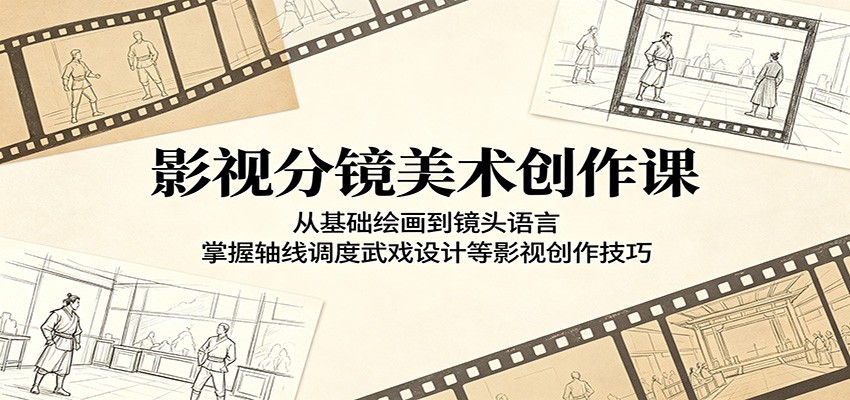 影视分镜美术创作课：从基础绘画到镜头语言，掌握轴线调度武戏设计等影视创作技巧汇创网-网创项目_汇创网_中创网_福缘网_冒泡网_网创项目平台汇创网