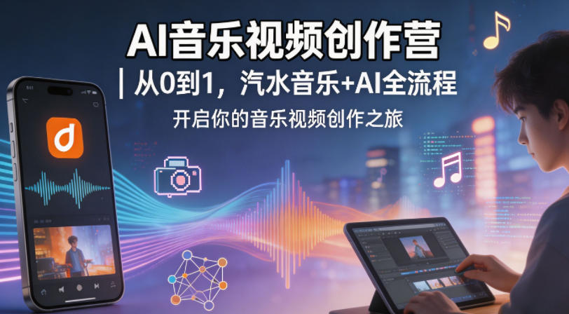 AI音乐视频创作营｜从0到1，汽水音乐+AI全流程，开启你的音乐视频创作之旅汇创网-网创项目_汇创网_中创网_福缘网_冒泡网_网创项目平台汇创网