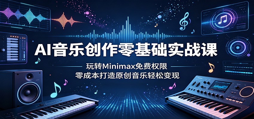 AI音乐创作零基础实战课：玩转Minimax免费权限，零成本打造原创音乐轻松变现汇创网-网创项目_汇创网_中创网_福缘网_冒泡网_网创项目平台汇创网