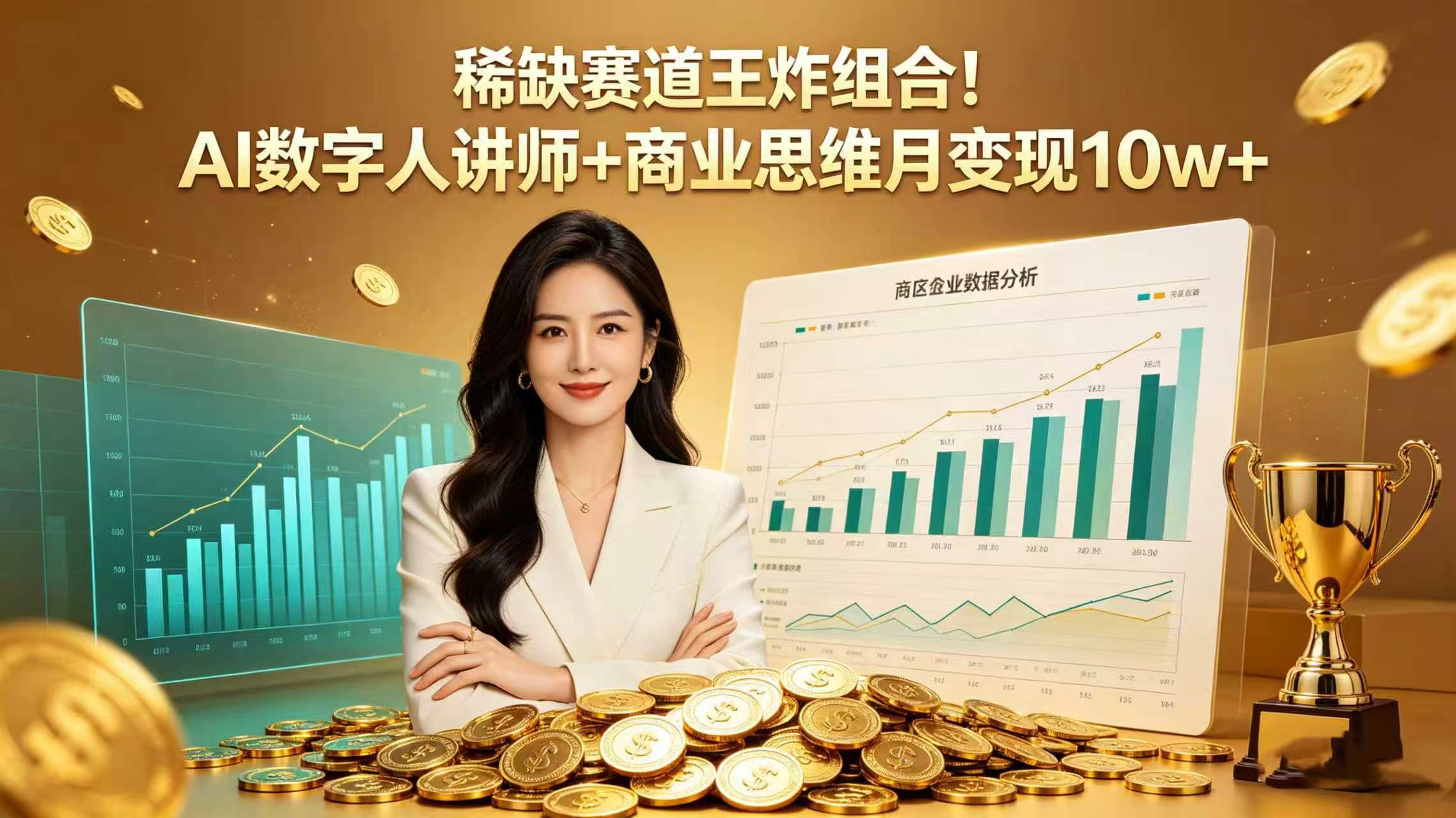 稀缺赛道王炸组合！AI 数字人讲师 + 商业思维 月变现 10w+汇创网-网创项目_汇创网_中创网_福缘网_冒泡网_网创项目平台汇创网