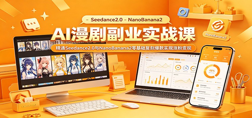 AI漫剧副业实战课：精通Seedance2.0与NanoBanana2零基础复刻爆款实现涨粉变现汇创网-网创项目_汇创网_中创网_福缘网_冒泡网_网创项目平台汇创网