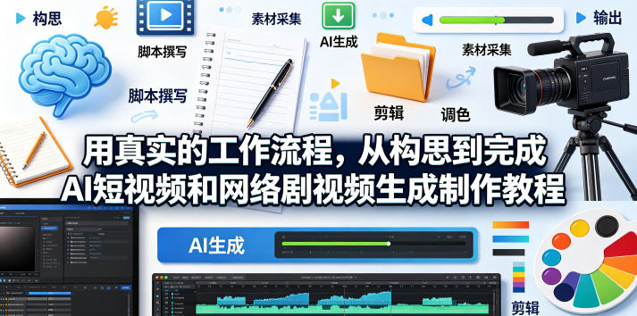 用真实的工作流程，从构思到完成AI短视频和网络剧视频生成制作教程-中英字幕汇创网-网创项目_汇创网_中创网_福缘网_冒泡网_网创项目平台汇创网