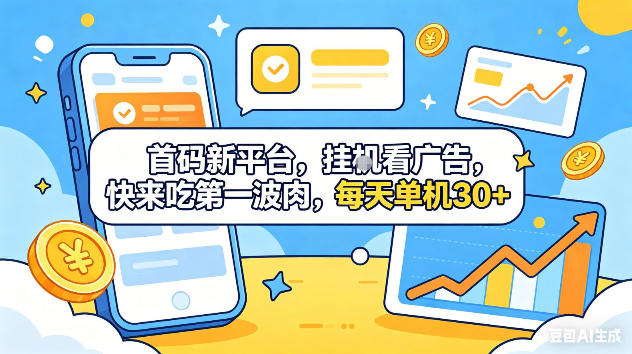 首码新平台，挂G自动看广告，快来吃第一波肉，每天单机30+，可矩阵放大【揭秘】汇创网-网创项目_汇创网_中创网_福缘网_冒泡网_网创项目平台汇创网