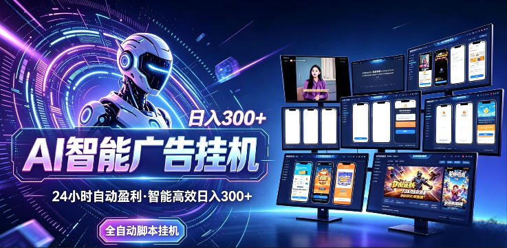 AI智能广告挂G项目，无需人工，单机稳定日入200+，可矩阵放大，24小时不间断刷广告賺收益【揭秘】汇创网-网创项目_汇创网_中创网_福缘网_冒泡网_网创项目平台汇创网
