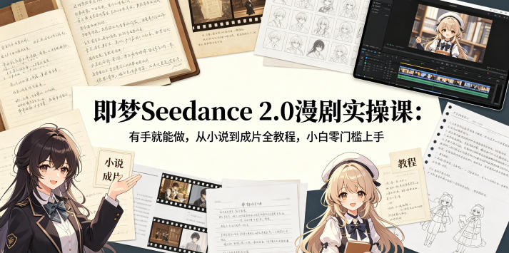 即梦Seedance 2.0漫剧实操课：有手就能做，从小说到成片全教程，小白零门槛上手汇创网-网创项目_汇创网_中创网_福缘网_冒泡网_网创项目平台汇创网