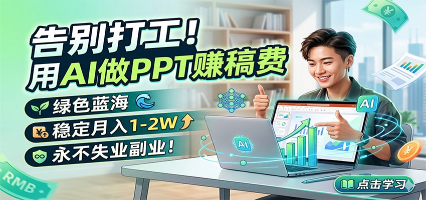 告别打工！用AI做PPT赚稿费，绿色蓝海，稳定月入1-2W，永不失业副业！汇创网-网创项目_汇创网_中创网_福缘网_冒泡网_网创项目平台汇创网
