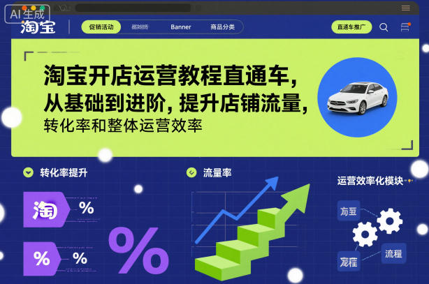 淘宝开店运营教程直通车，从基础到进阶，提升店铺流量，转化率和整体运营效率（更新26年4月20日）汇创网-网创项目_汇创网_中创网_福缘网_冒泡网_网创项目平台汇创网