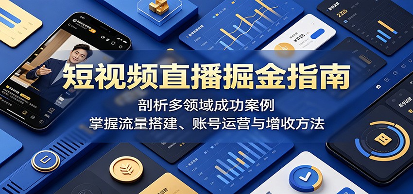 短视频直播掘金指南：剖析多领域成功案例，掌握流量搭建、账号运营与增收方法汇创网-网创项目_汇创网_中创网_福缘网_冒泡网_网创项目平台汇创网