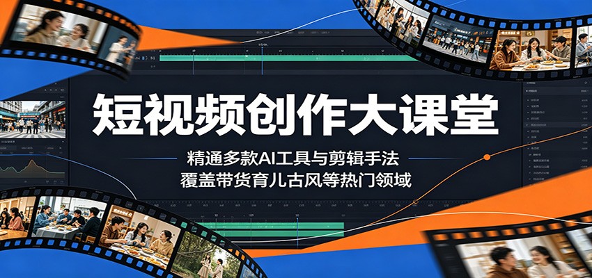 短视频创作大课堂：精通多款AI工具与剪辑手法，覆盖带货、育儿、古风等热门领域汇创网-网创项目_汇创网_中创网_福缘网_冒泡网_网创项目平台汇创网