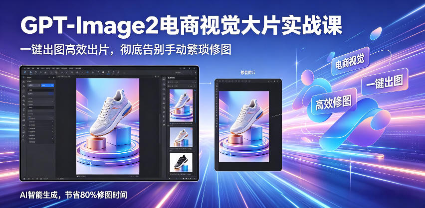 GPT-Image2电商视觉大片实战课，一键出图高效出片，彻底告别手动繁琐修图汇创网-网创项目_汇创网_中创网_福缘网_冒泡网_网创项目平台汇创网