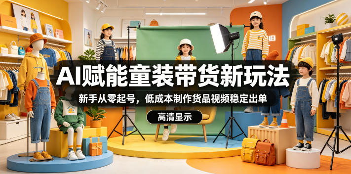 AI赋能童装带货新玩法，新手从零起号，低成本制作货品视频稳定出单汇创网-网创项目_汇创网_中创网_福缘网_冒泡网_网创项目平台汇创网
