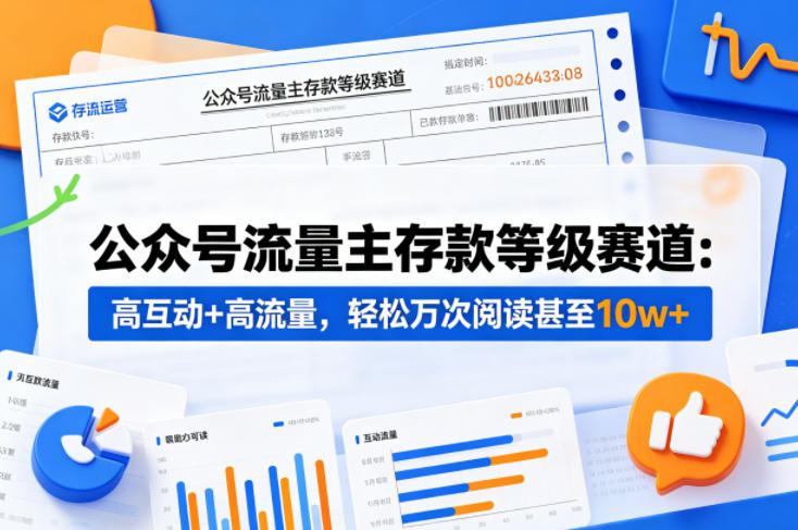 公众号流量主之存款等级赛道，高互动+高流量，轻松达到万次阅读，甚至10w+汇创网-网创项目_汇创网_中创网_福缘网_冒泡网_网创项目平台汇创网