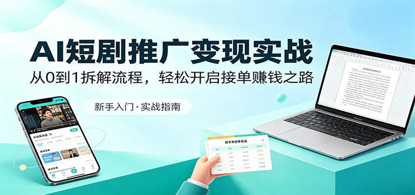 AI短剧推广变现实战：从0到1拆解流程，轻松开启接单赚钱之路汇创网-网创项目_汇创网_中创网_福缘网_冒泡网_网创项目平台汇创网