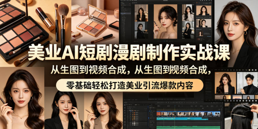 美业AI短剧漫剧制作实战课，从生图到视频合成，零基础轻松打造美业引流爆款内容汇创网-网创项目_汇创网_中创网_福缘网_冒泡网_网创项目平台汇创网
