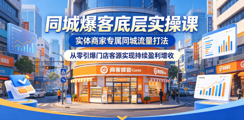 同城爆客底层实操课，实体商家专属同城流量打法，从零引爆门店客源实现持续盈利增收汇创网-网创项目_汇创网_中创网_福缘网_冒泡网_网创项目平台汇创网