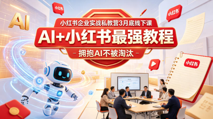 小红书企业实战私教营3月底线下课，AI+小红书最强教程，拥抱AI不被淘汰汇创网-网创项目_汇创网_中创网_福缘网_冒泡网_网创项目平台汇创网