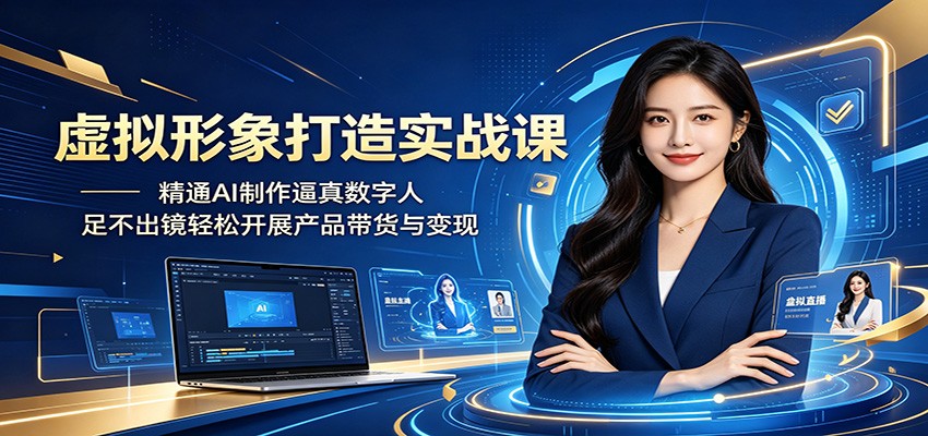虚拟形象打造实战课：精通AI制作逼真数字人，足不出镜轻松开展产品带货与变现汇创网-网创项目_汇创网_中创网_福缘网_冒泡网_网创项目平台汇创网