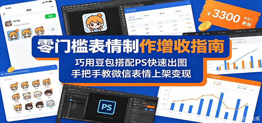零门槛表情制作增收指南：巧用豆包搭配 PS 快速出图，手把手教微信表情上架变现汇创网-网创项目_汇创网_中创网_福缘网_冒泡网_网创项目平台汇创网