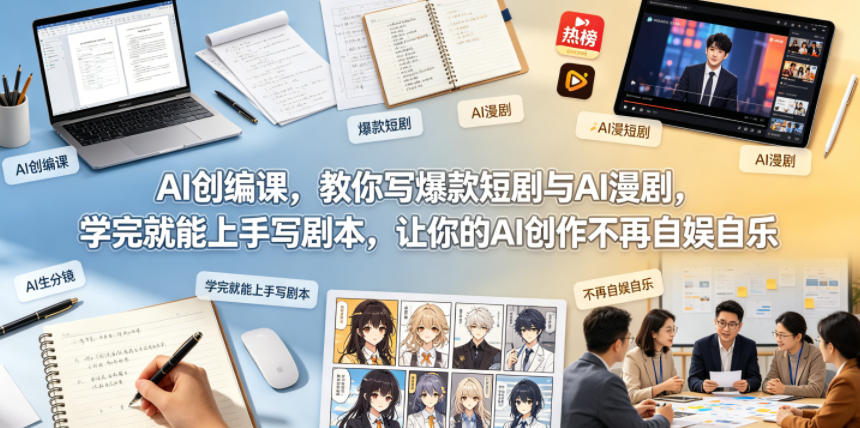 AI创编课，教你写爆款短剧与AI漫剧，学完就能上手写剧本，让你的AI创作不再自娱自乐汇创网-网创项目_汇创网_中创网_福缘网_冒泡网_网创项目平台汇创网