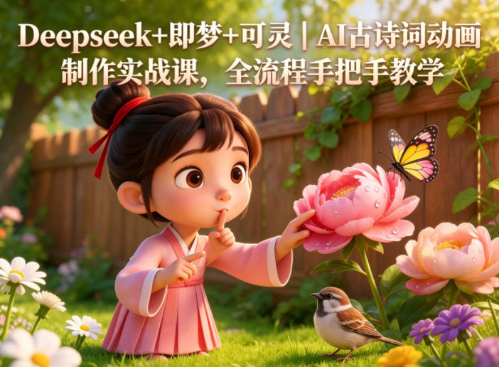 Deepseek+即梦+可灵｜AI古诗词动画制作实战课，全流程手把手教学汇创网-网创项目_汇创网_中创网_福缘网_冒泡网_网创项目平台汇创网
