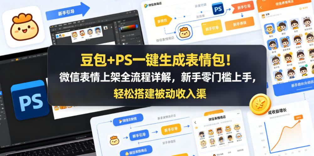 豆包+PS一键生成表情包！微信表情上架全流程详解，新手零门槛上手，轻松搭建被动收入渠道汇创网-网创项目_汇创网_中创网_福缘网_冒泡网_网创项目平台汇创网