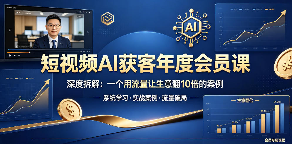 短视频AI获客年度会员课，深度拆解，一个用流量让生意翻10倍的案例汇创网-网创项目_汇创网_中创网_福缘网_冒泡网_网创项目平台汇创网