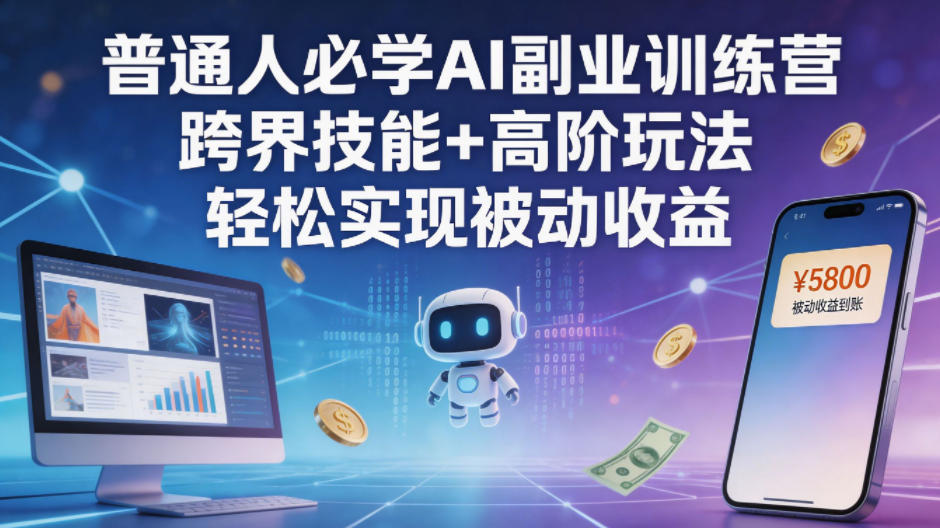 普通人必学AI副业训练营跨界技能+高阶玩法轻松实现被动收益汇创网-网创项目_汇创网_中创网_福缘网_冒泡网_网创项目平台汇创网