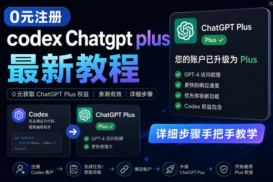 0元全自动注册codex gpt plus最新教程，0元获取GPT Plus权益，手把手详细教学汇创网-网创项目_汇创网_中创网_福缘网_冒泡网_网创项目平台汇创网