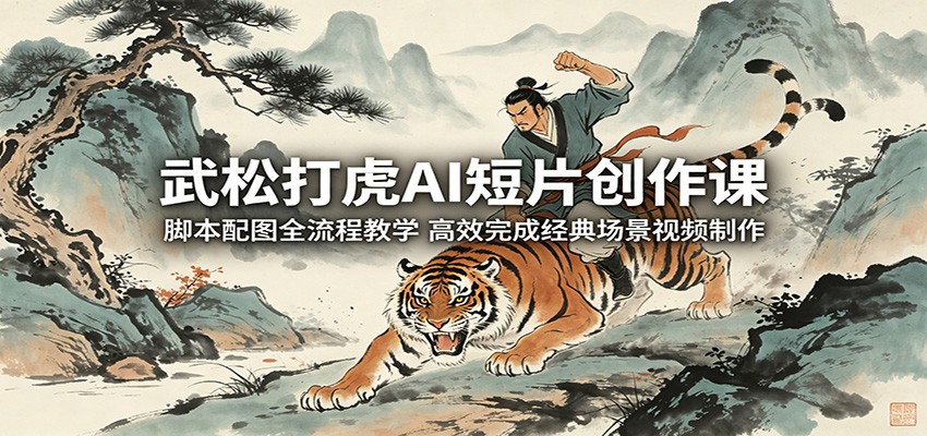 武松打虎AI短片创作课:脚本配图全流程教学,高效完成经典场景视频制作汇创网-网创项目_汇创网_中创网_福缘网_冒泡网_网创项目平台汇创网