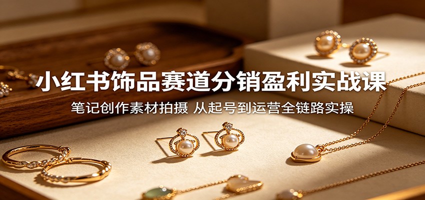 小红书饰品赛道分销盈利实战课：笔记创作素材拍摄，从起号到运营全链路实操汇创网-网创项目_汇创网_中创网_福缘网_冒泡网_网创项目平台汇创网