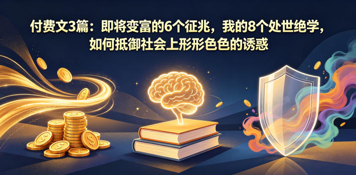 付费文3篇：即将变富的6个征兆，我的8个处世绝学，如何抵御社会上形形色色的诱惑汇创网-网创项目_汇创网_中创网_福缘网_冒泡网_网创项目平台汇创网