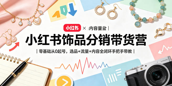 小红书饰品分销带货营｜零基础从0起号，选品+流量+内容全闭环手把手带教汇创网-网创项目_汇创网_中创网_福缘网_冒泡网_网创项目平台汇创网