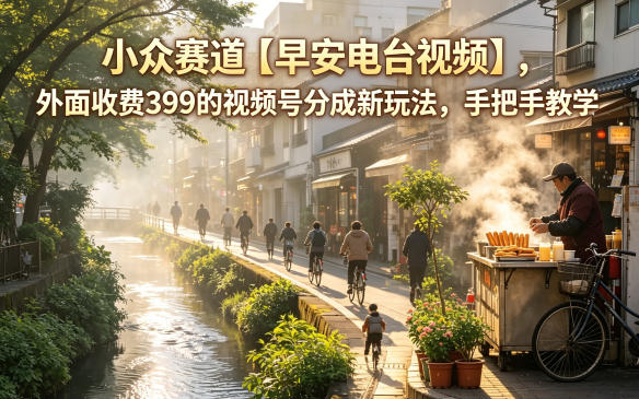 小众赛道【早安电台视频】，外面收费399的视频号分成新玩法，手把手教学汇创网-网创项目_汇创网_中创网_福缘网_冒泡网_网创项目平台汇创网