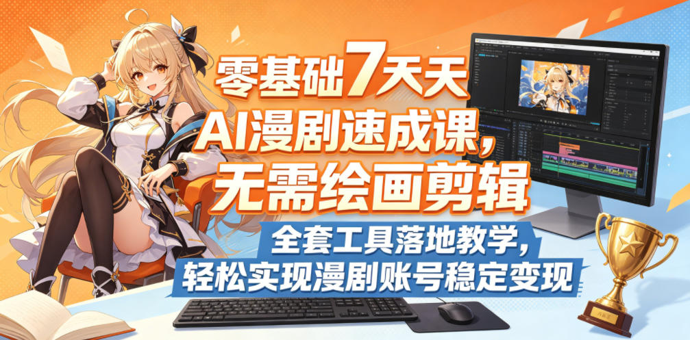 零基础7天AI漫剧速成课，无需绘画剪辑，全套工具落地教学，轻松实现漫剧账号稳定变现汇创网-网创项目_汇创网_中创网_福缘网_冒泡网_网创项目平台汇创网