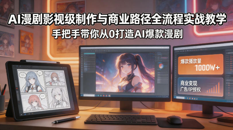 AI漫剧影视级制作与商业路径全流程实战教学，手带你从0打造AI爆款漫剧汇创网-网创项目_汇创网_中创网_福缘网_冒泡网_网创项目平台汇创网