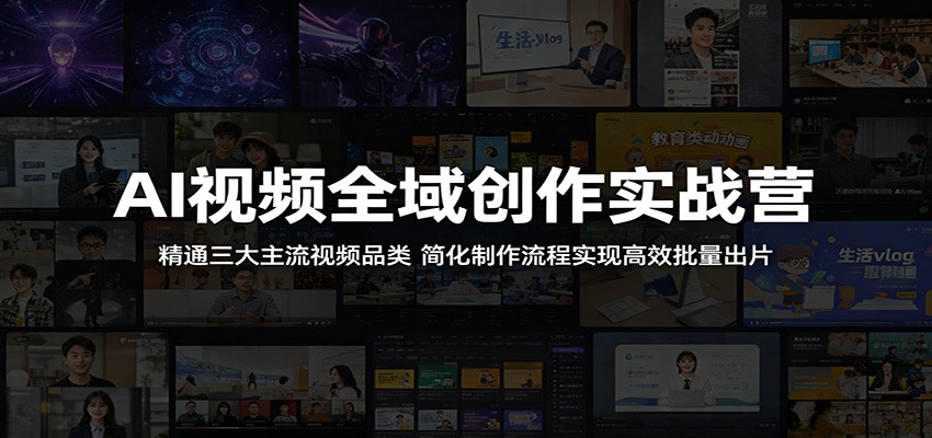 AI视频全域创作实战营：精通三大主流视频品类，简化制作流程实现高效批量出片汇创网-网创项目_汇创网_中创网_福缘网_冒泡网_网创项目平台汇创网
