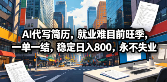 AI代写简历，就业难目前旺季，一单一结，稳定日入800，永不失业汇创网-网创项目_汇创网_中创网_福缘网_冒泡网_网创项目平台汇创网