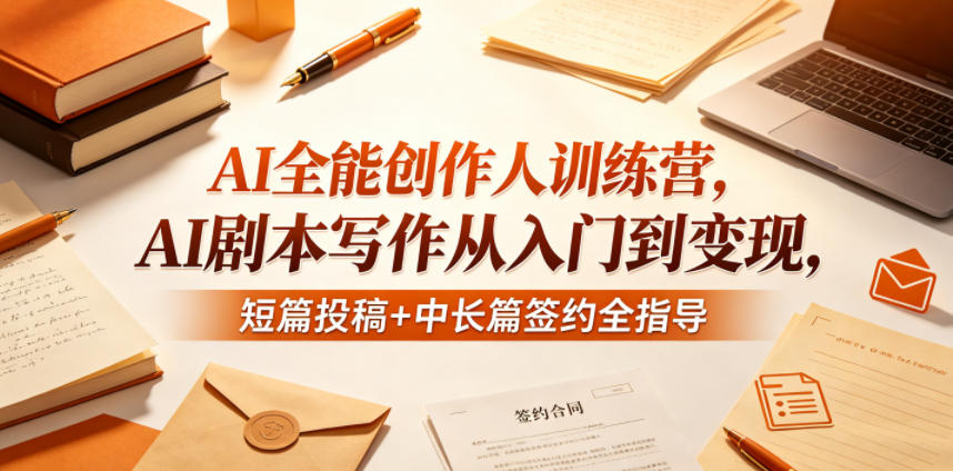 AI全能创作人训练营，AI剧本写作从入门到变现，短篇投稿+中长篇签约全指导汇创网-网创项目_汇创网_中创网_福缘网_冒泡网_网创项目平台汇创网