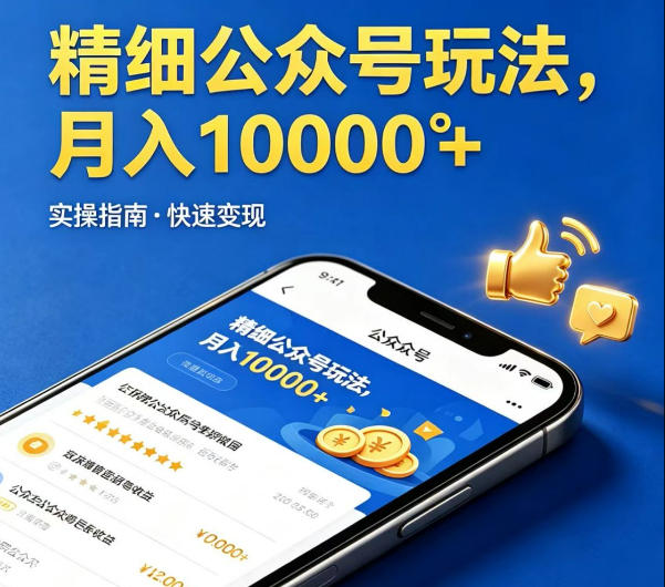精细化公众号玩法，我们给你提供文章，你来负责发布，收益可观，月入1W+【揭秘】汇创网-网创项目_汇创网_中创网_福缘网_冒泡网_网创项目平台汇创网