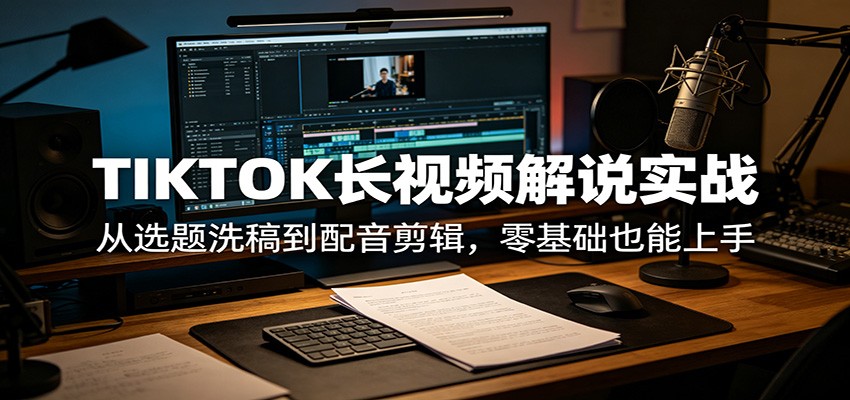 TIKTOK长视频解说实战：从选题洗稿到配音剪辑，零基础也能上手汇创网-网创项目_汇创网_中创网_福缘网_冒泡网_网创项目平台汇创网
