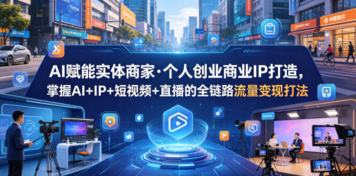 AI赋能实体商家·个人创业商业IP打造，掌握AI+IP+短视频+直播的全链路流量变现打法汇创网-网创项目_汇创网_中创网_福缘网_冒泡网_网创项目平台汇创网