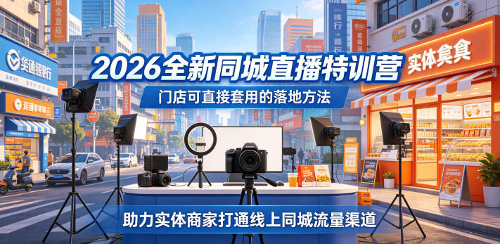 2026全新同城直播特训营，门店可直接套用的落地方法，助力实体商家打通线上同城流量渠道汇创网-网创项目_汇创网_中创网_福缘网_冒泡网_网创项目平台汇创网