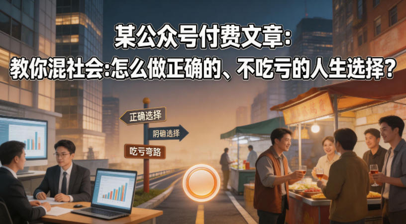 某公众号付费文章：教你混社会：怎么做正确的、不吃亏的人生选择？汇创网-网创项目_汇创网_中创网_福缘网_冒泡网_网创项目平台汇创网