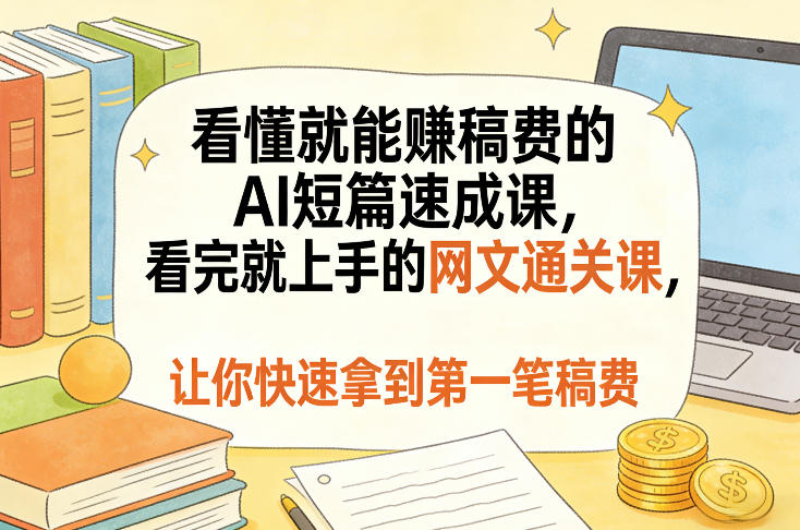 看懂就能賺稿费的AI短篇速成课，看完就上手的网文通关课，让你快速拿到第一笔稿费（更新5月）汇创网-网创项目_汇创网_中创网_福缘网_冒泡网_网创项目平台汇创网