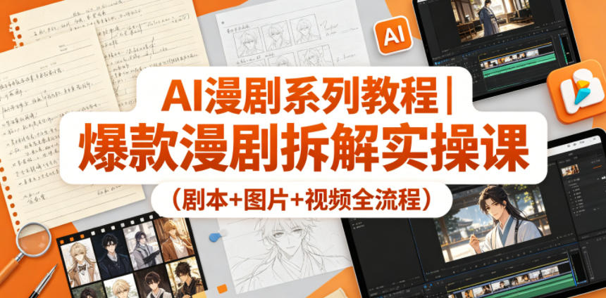 AI漫剧系列教程｜爆款漫剧拆解实操课（剧本+图片+视频全流程）汇创网-网创项目_汇创网_中创网_福缘网_冒泡网_网创项目平台汇创网